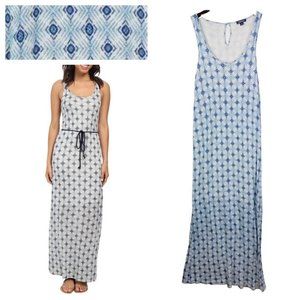 Lucky Brand Medium 8 10 Maxi Dress Blue Diamond Tribal Slvlss